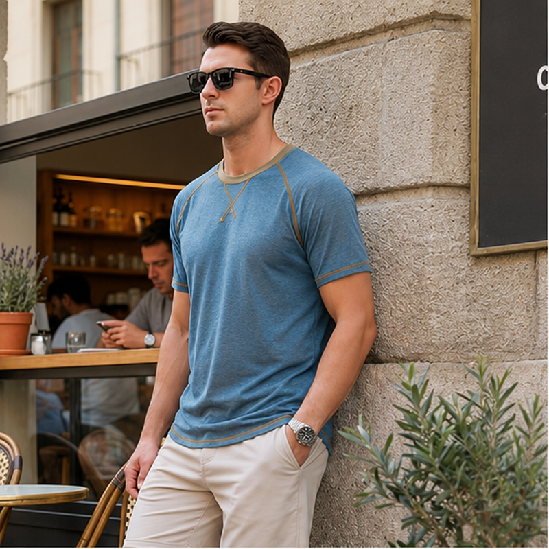 Men’s Crew Neck Raglan Sleeve Casual Basic T-Shirt