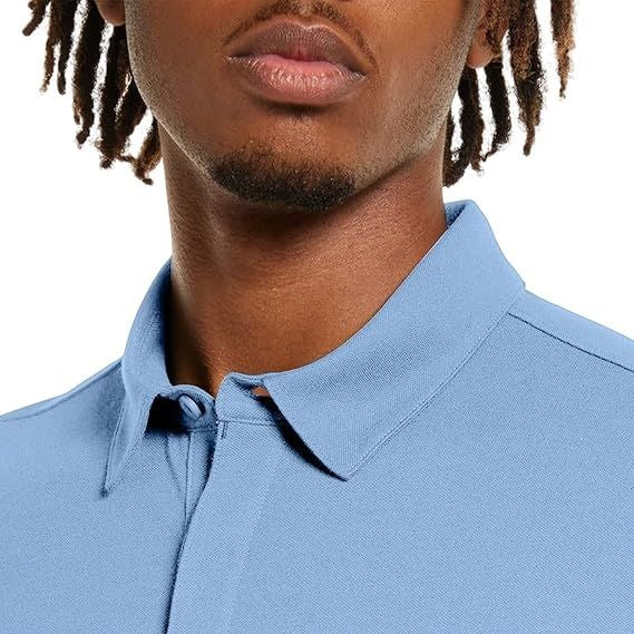 Men’s solid color short-sleeved cotton blend pullover polo shirt