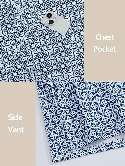 Men’s Printed Short Sleeve Athletic Casual Polo Shirt