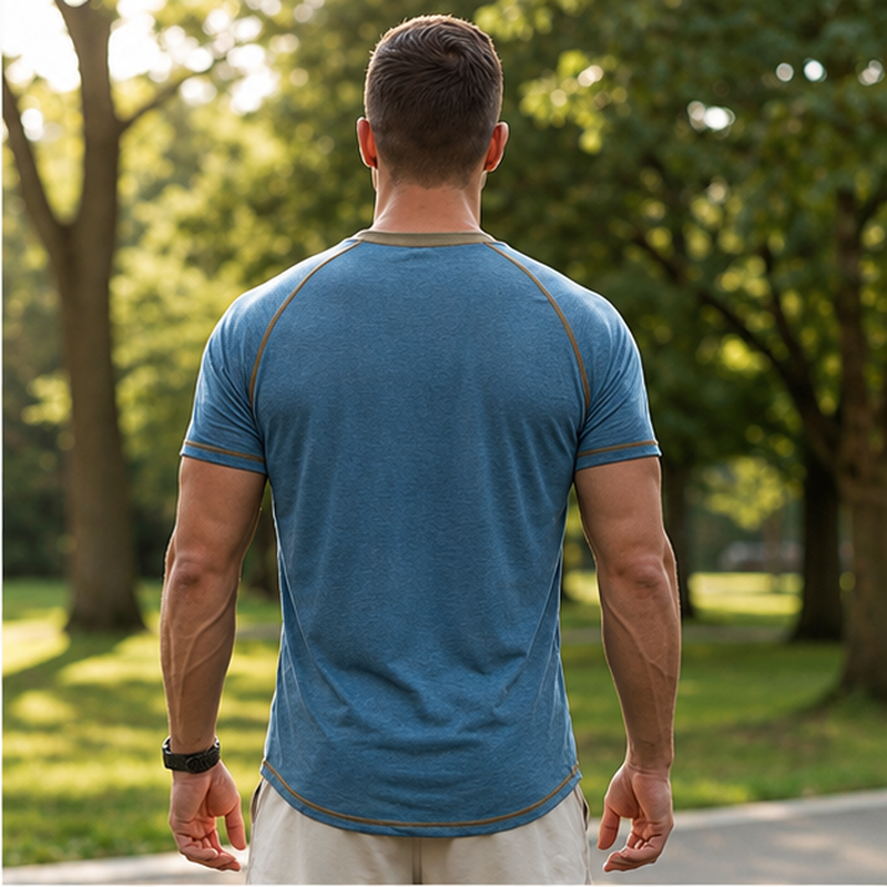 Men’s Crew Neck Raglan Sleeve Casual Basic T-Shirt